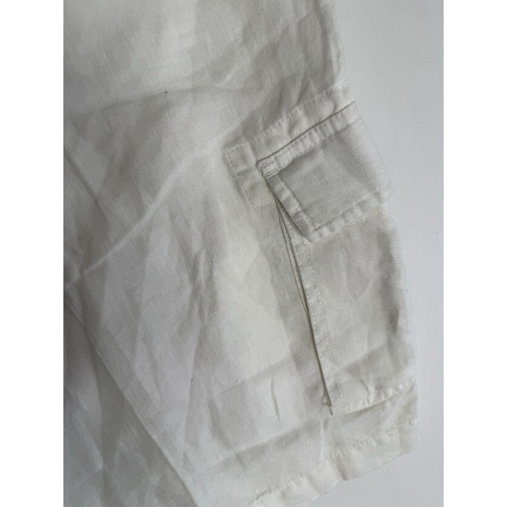 Caribbean Mens White 100% Linen Cargo Shorts 34x11 Relax Beach Resort Vacation - Picture 9 of 13